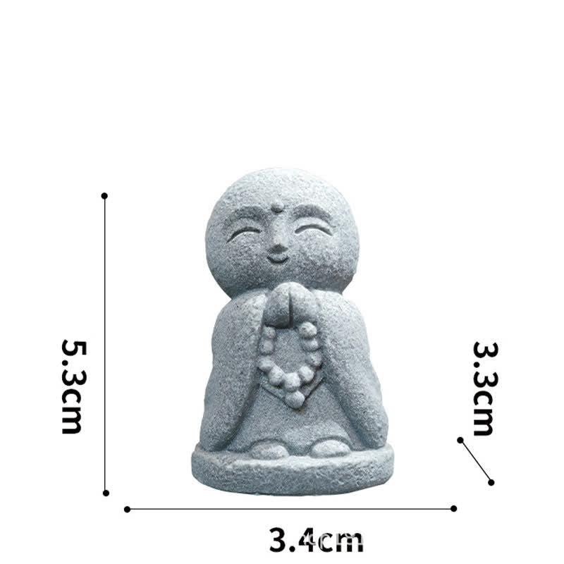 Buddha Stones Kleine Gebetsstatue aus Kunstharz, Ksitigarbha Buddha, Symbol der Mitgefühlsmeditation - Kurze Gebetskette 5,3 x 3,4 x 3,3 cm - image 9