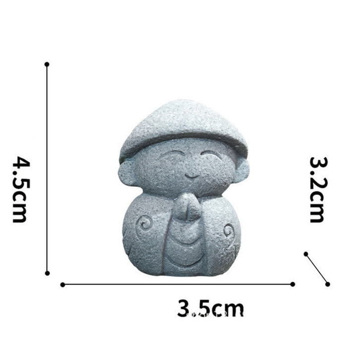 Buddha Stones Kleine Gebetsstatue aus Kunstharz, Ksitigarbha Buddha, Symbol der Mitgefühlsmeditation - Mit Kapuze, 4,5 x 3,5 x 3,2 cm - image 1