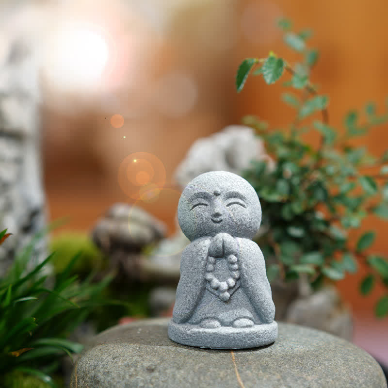 Buddha Stones Kleine Gebetsstatue aus Kunstharz, Ksitigarbha Buddha, Symbol der Mitgefühlsmeditation - image 11