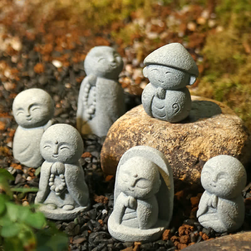 Buddha Stones Kleine Gebetsstatue aus Kunstharz, Ksitigarbha Buddha, Symbol der Mitgefühlsmeditation - image 0