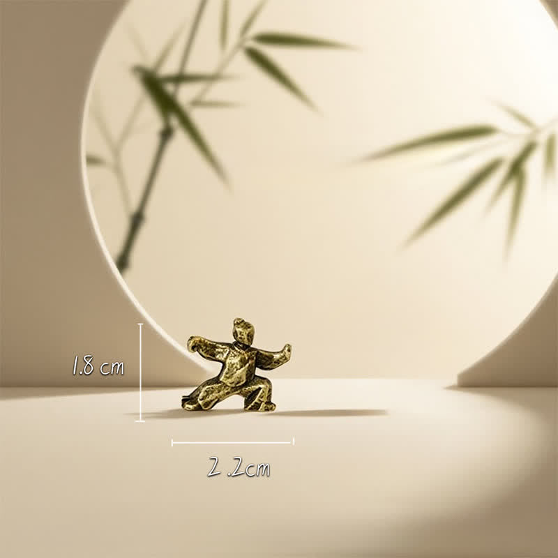 Buddha Stones Mini-Zen-Dekorfigur „Tai-Chi-Krieger“ aus Kupfer - Seitlicher Stand 2,2 x 1,8 cm - image 1