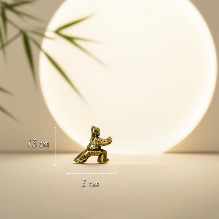 Buddha Stones Mini-Zen-Dekorfigur „Tai-Chi-Krieger“ aus Kupfer - Niedrige Fahrzeughöhe 2*1,8 cm - image 3