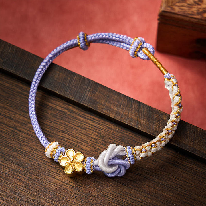Buddha Stones Mandala-Armband aus geflochtenem Seil – ein Symbol des Selbstvertrauens - Hellblau - Mit Blumenaccessoire - image 19