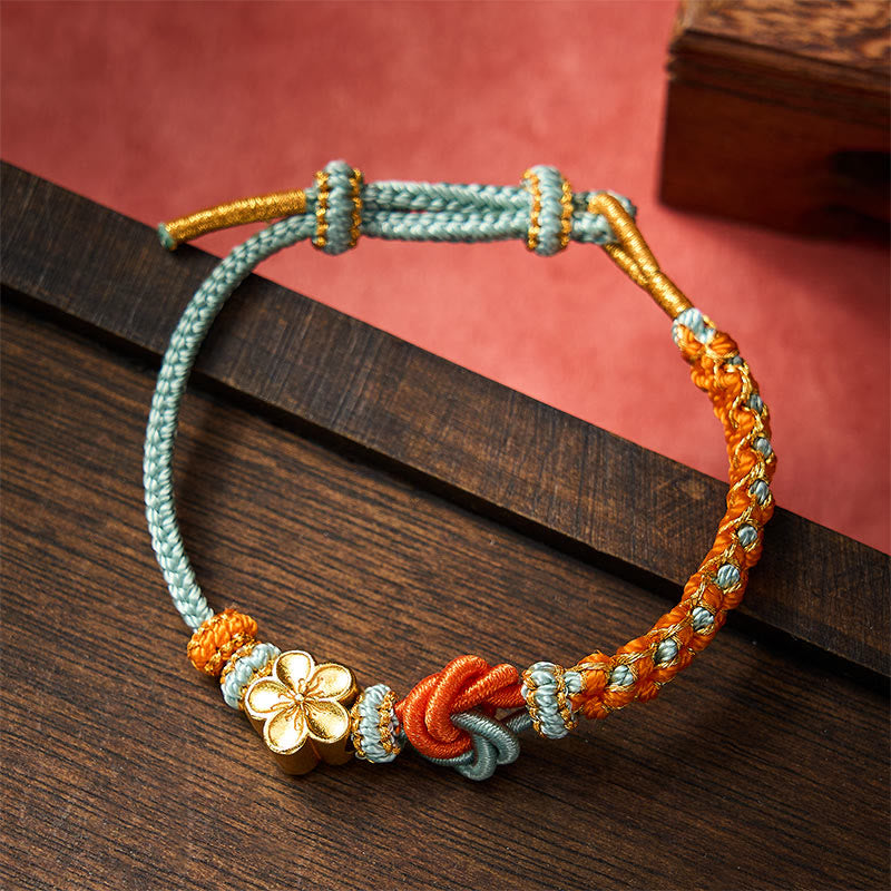Buddha Stones Mandala-Armband aus geflochtenem Seil – ein Symbol des Selbstvertrauens - Aquamarin - Mit Blumenaccessoire - image 9