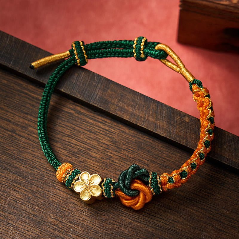 Buddha Stones Mandala-Armband aus geflochtenem Seil – ein Symbol des Selbstvertrauens - Dunkelgrün - Mit Blumenaccessoire - image 16