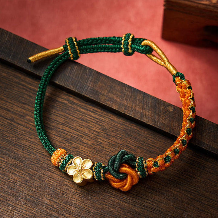 Buddha Stones Mandala-Armband aus geflochtenem Seil – ein Symbol des Selbstvertrauens - Dunkelgrün - Mit Blumenaccessoire - image 16