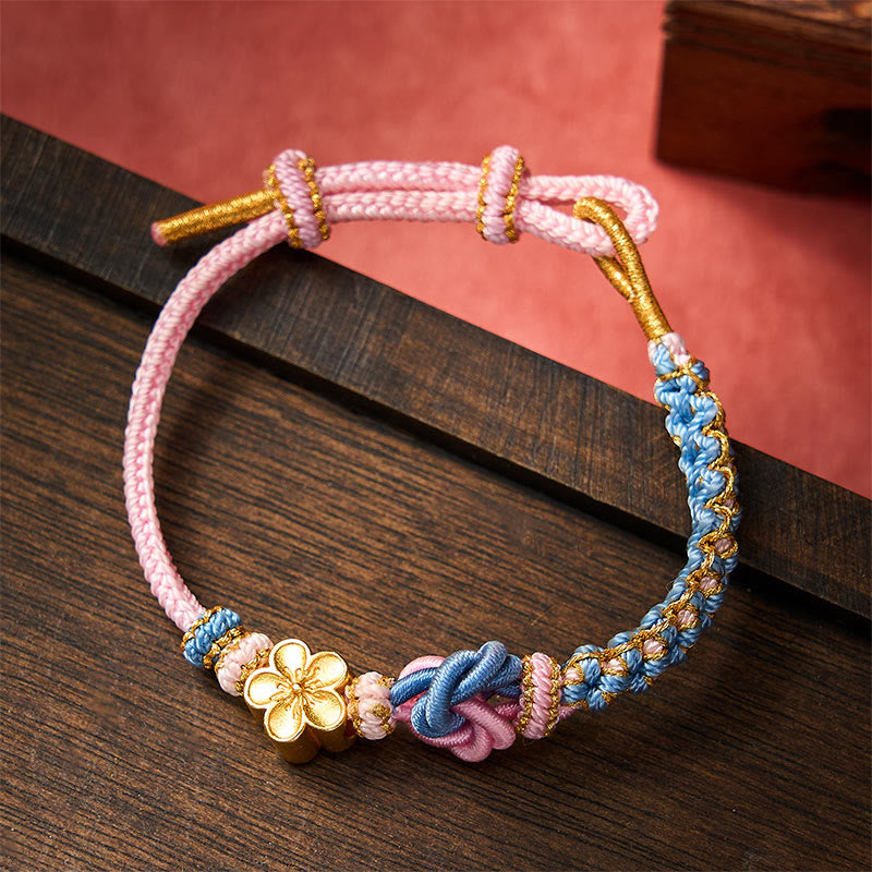 Buddha Stones Mandala-Armband aus geflochtenem Seil – ein Symbol des Selbstvertrauens - Rosa - Mit Blumenaccessoire - image 26
