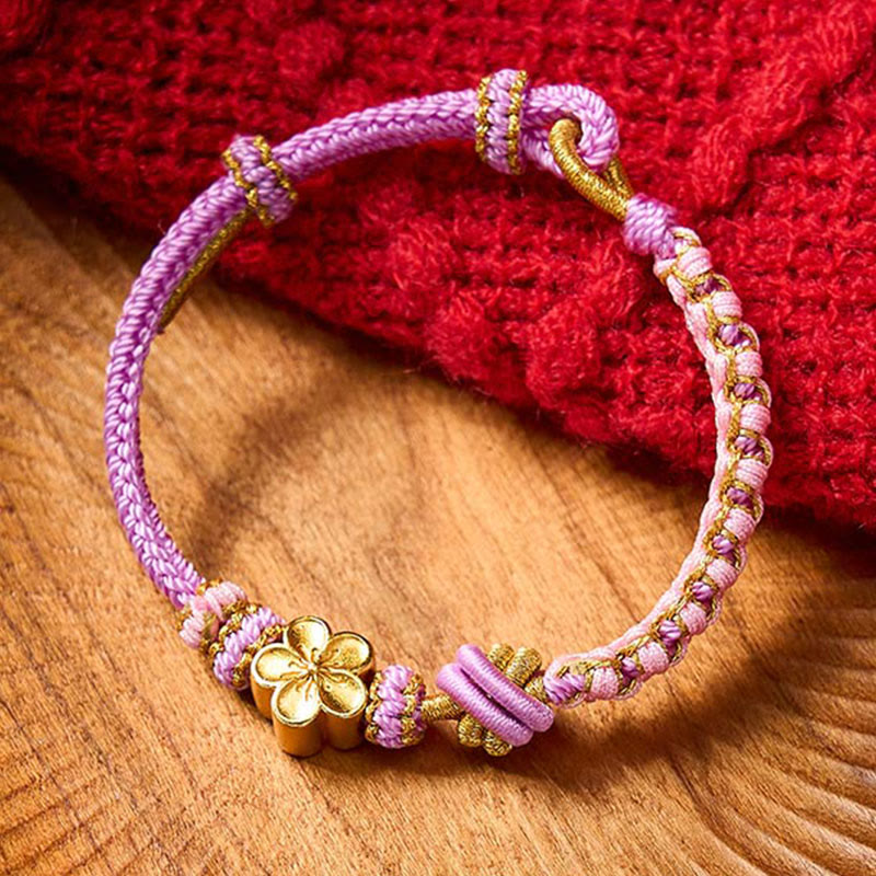Buddha Stones Verstellbares Armband mit geflochtenem Seilknoten - Lila mit Blumenaccessoire - image 26