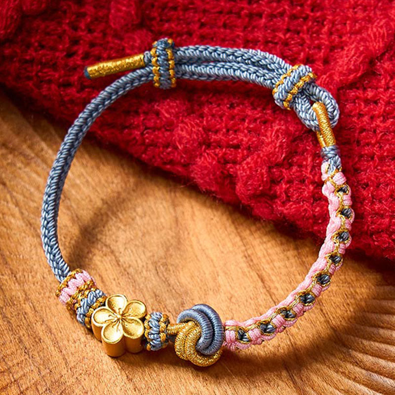 Buddha Stones Verstellbares Armband mit geflochtenem Seilknoten - Blau mit Blumenaccessoire - image 32