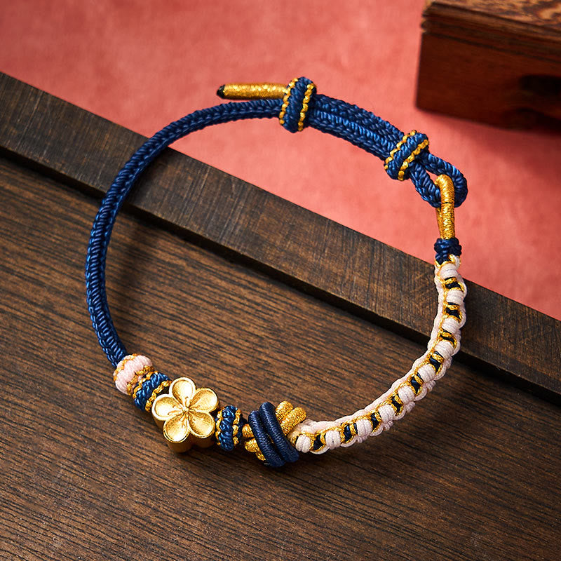 Buddha Stones Verstellbares Armband mit geflochtenem Seilknoten - Dunkelblau mit Blumenaccessoire - image 18