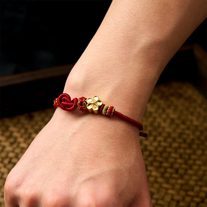 Buddha Stones Verstellbares Armband mit Blumenmuster, geflochtenem Seilknoten - image 6