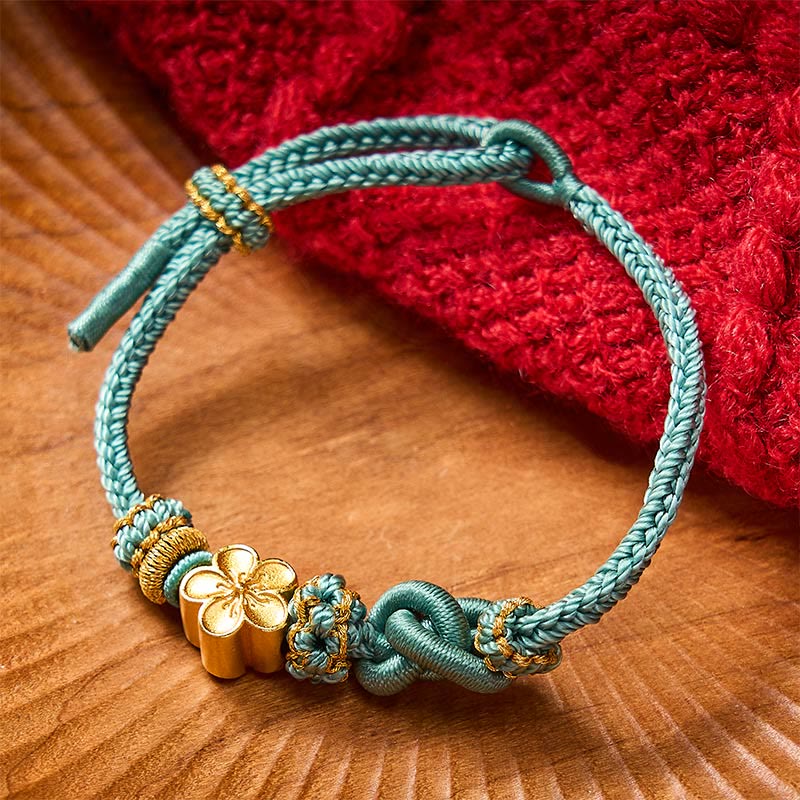 Buddha Stones Verstellbares Armband mit Blumenmuster, geflochtenem Seilknoten - Grün mit Blumenaccessoire - image 14