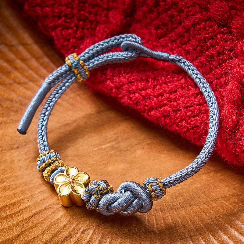 Buddha Stones Verstellbares Armband mit Blumenmuster, geflochtenem Seilknoten - Blau mit Blumenaccessoire - image 20