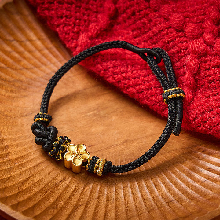 Buddha Stones Verstellbares Armband mit Blumenmuster, geflochtenem Seilknoten - Schwarz mit Blumenaccessoire - image 12