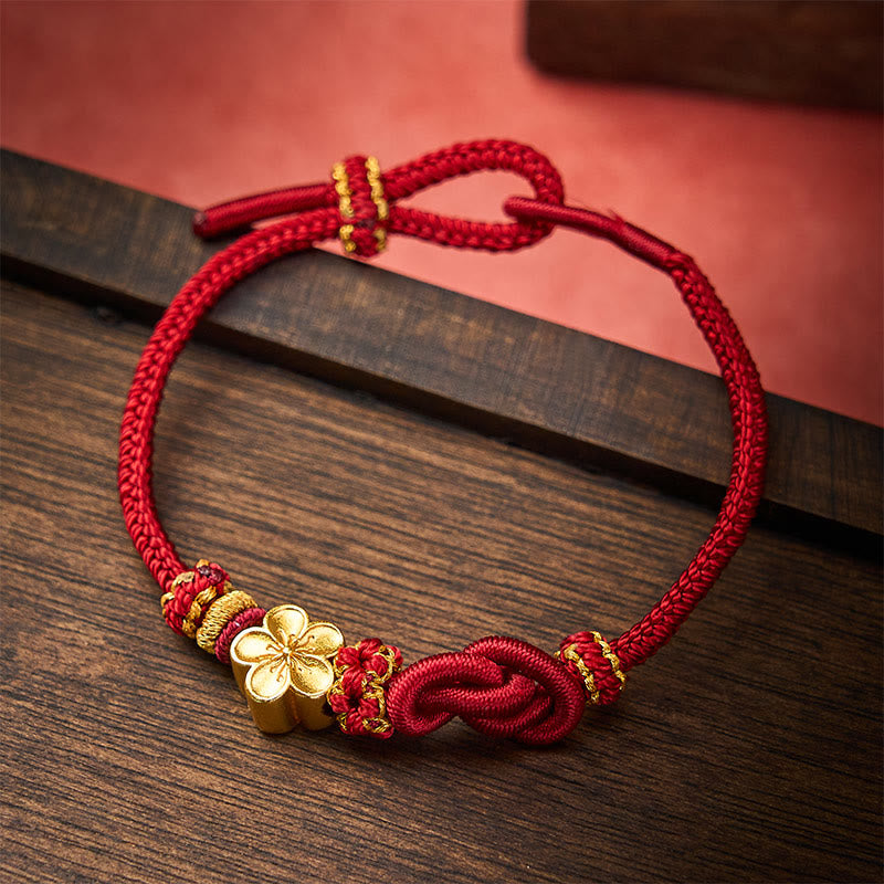 Buddha Stones Verstellbares Armband mit Blumenmuster, geflochtenem Seilknoten - image 1