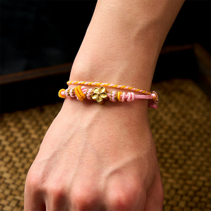 Buddha Stones Verstellbares Armband mit Blumenmuster, geflochtenem Seilknoten und doppelter Wicklung - image 10