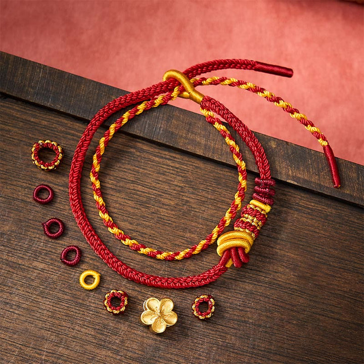 Buddha Stones Verstellbares Armband mit Blumenmuster, geflochtenem Seilknoten und doppelter Wicklung - image 4