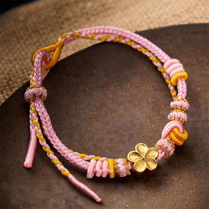 Buddha Stones Verstellbares Armband mit Blumenmuster, geflochtenem Seilknoten und doppelter Wicklung - image 7