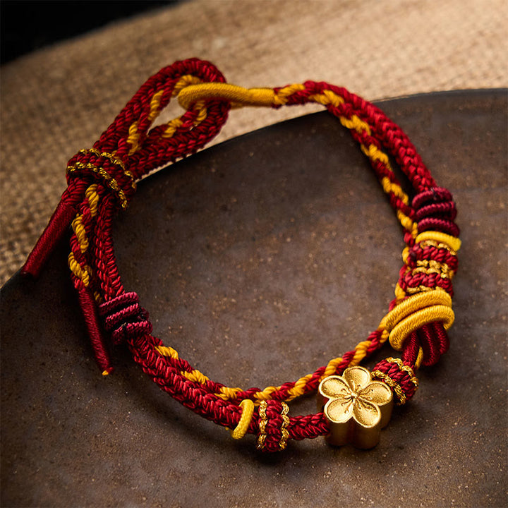 Buddha Stones Verstellbares Armband mit Blumenmuster, geflochtenem Seilknoten und doppelter Wicklung - image 2