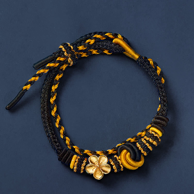Buddha Stones Verstellbares Armband mit Blumenmuster, geflochtenem Seilknoten und doppelter Wicklung - image 14