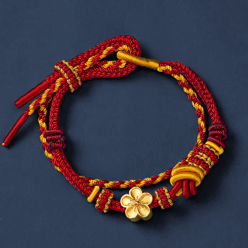 Buddha Stones Verstellbares Armband mit Blumenmuster, geflochtenem Seilknoten und doppelter Wicklung - image 3
