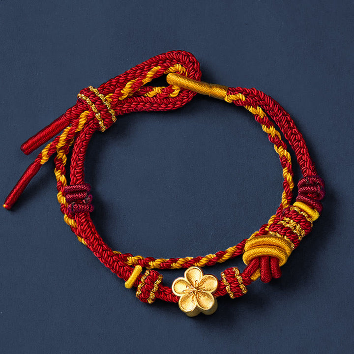 Buddha Stones Verstellbares Armband mit Blumenmuster, geflochtenem Seilknoten und doppelter Wicklung - image 3