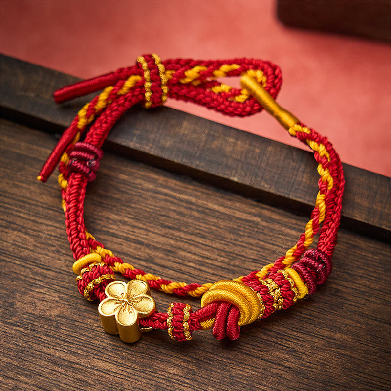Buddha Stones Verstellbares Armband mit Blumenmuster, geflochtenem Seilknoten und doppelter Wicklung - image 1