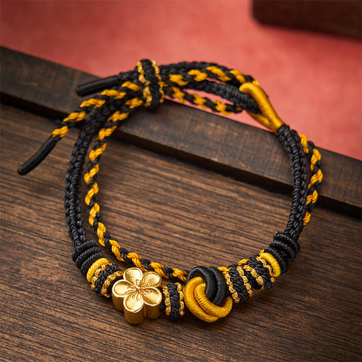Buddha Stones Verstellbares Armband mit Blumenmuster, geflochtenem Seilknoten und doppelter Wicklung - image 12