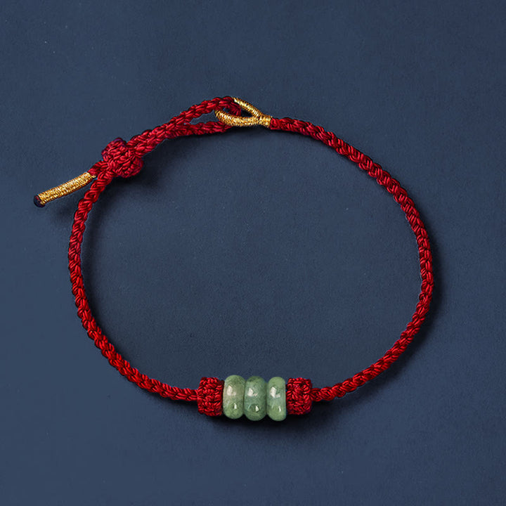 Buddha Stones Handgefertigtes, geflochtenes Armband aus roter Schnur mit 3 mm Jadeperlen, verstellbar, zum Selbstgestalten - image 3