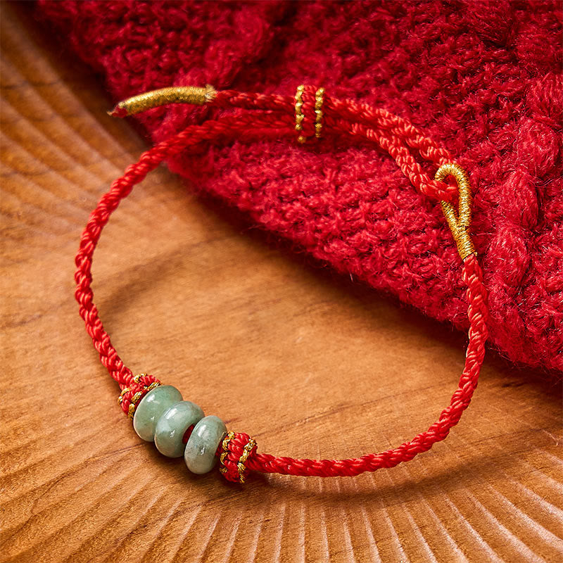 Buddha Stones Handgefertigtes, geflochtenes Armband aus roter Schnur mit 3 mm Jadeperlen, verstellbar, zum Selbstgestalten - image 12