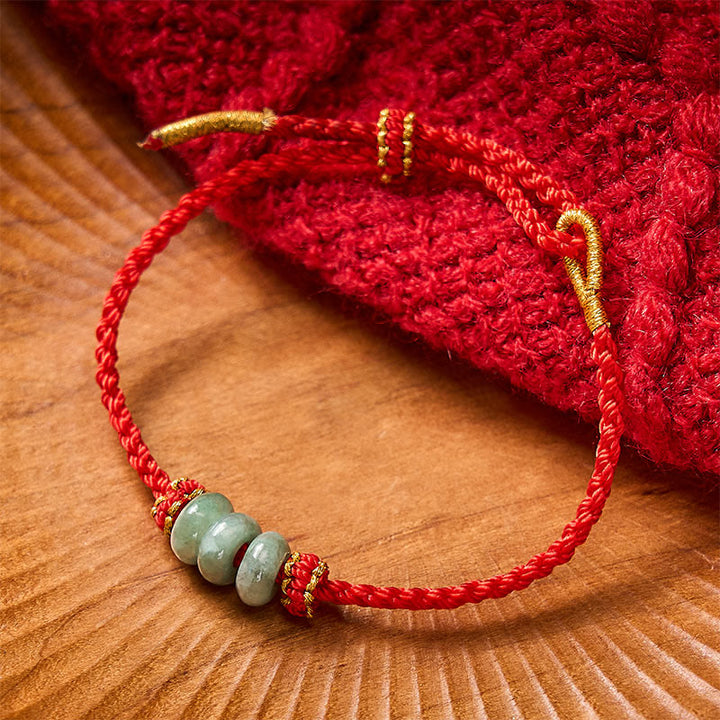 Buddha Stones Handgefertigtes, geflochtenes Armband aus roter Schnur mit 3 mm Jadeperlen, verstellbar, zum Selbstgestalten - image 12