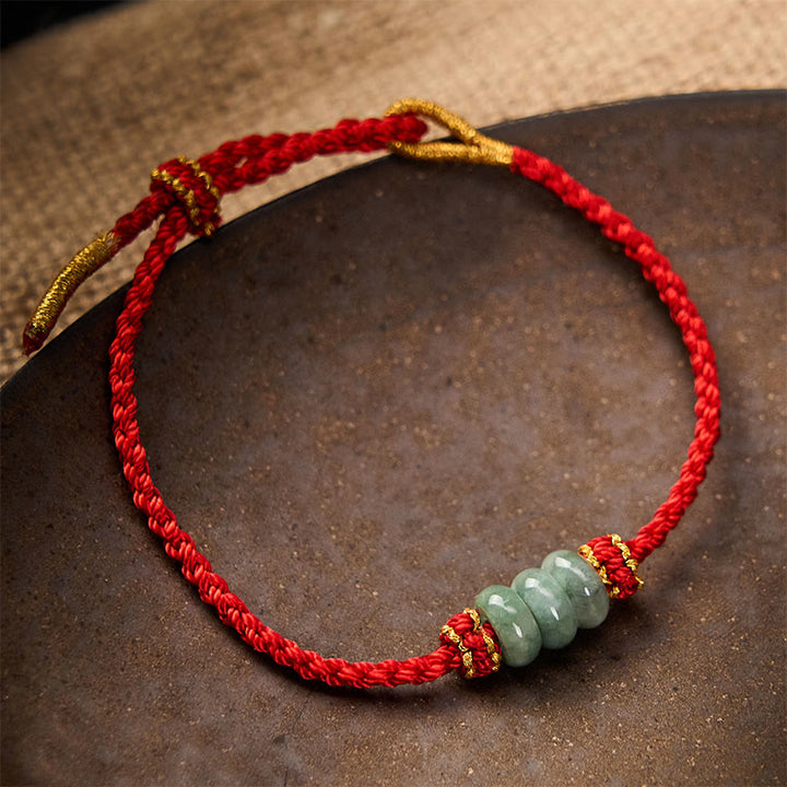 Buddha Stones Handgefertigtes, geflochtenes Armband aus roter Schnur mit 3 mm Jadeperlen, verstellbar, zum Selbstgestalten - image 11