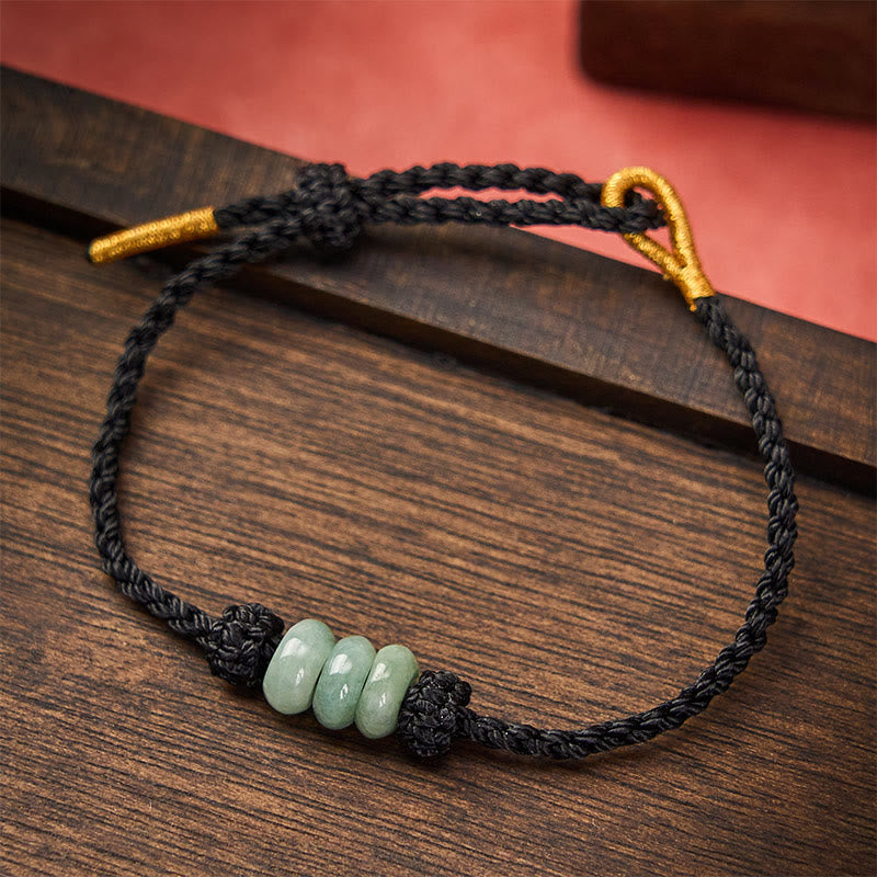 Buddha Stones Handgefertigtes, geflochtenes Armband aus roter Schnur mit 3 mm Jadeperlen, verstellbar, zum Selbstgestalten - Schwarz (Handgelenkumfang 15-20 cm) - image 17