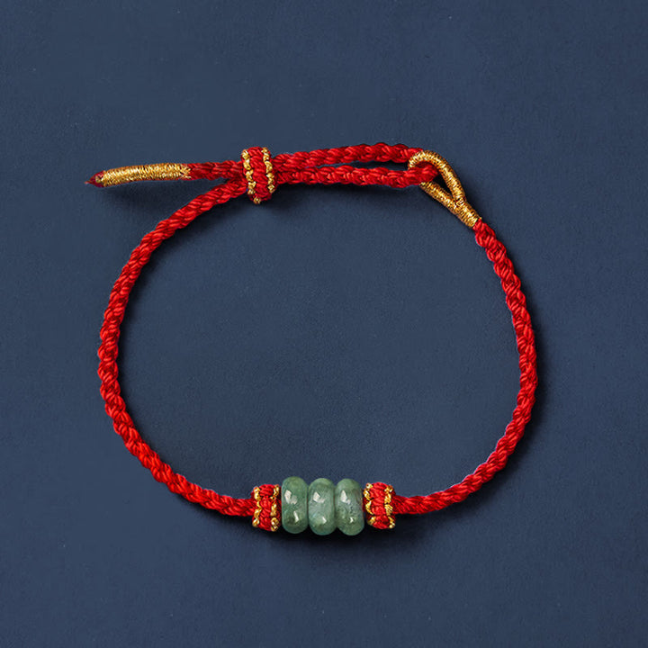 Buddha Stones Handgefertigtes, geflochtenes Armband aus roter Schnur mit 3 mm Jadeperlen, verstellbar, zum Selbstgestalten - image 13