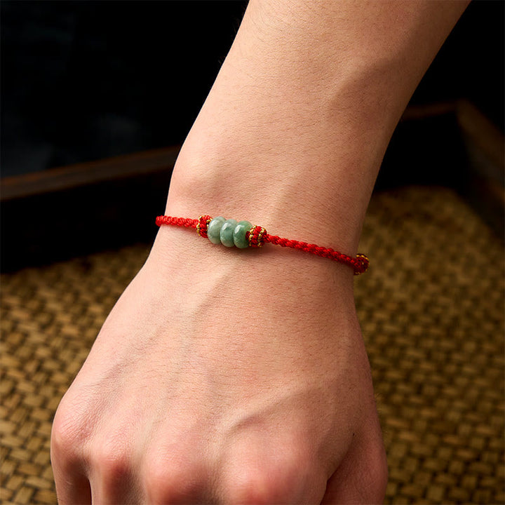 Buddha Stones Handgefertigtes, geflochtenes Armband aus roter Schnur mit 3 mm Jadeperlen, verstellbar, zum Selbstgestalten - image 15