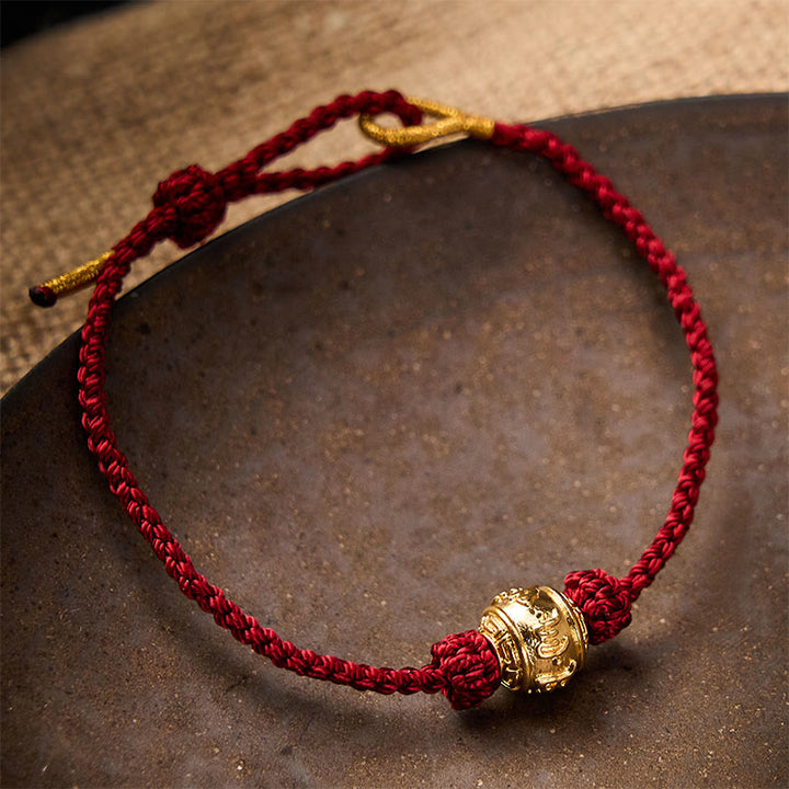 Buddha Stones Handgewebtes Armband aus rotem Garn mit dem Aufdruck „Om Mani Padme Hum“, verstellbar zum Selbermachen - image 1