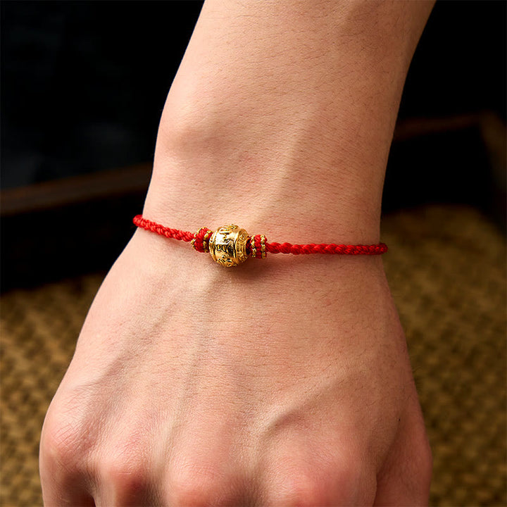 Buddha Stones Handgewebtes Armband aus rotem Garn mit dem Aufdruck „Om Mani Padme Hum“, verstellbar zum Selbermachen - image 14