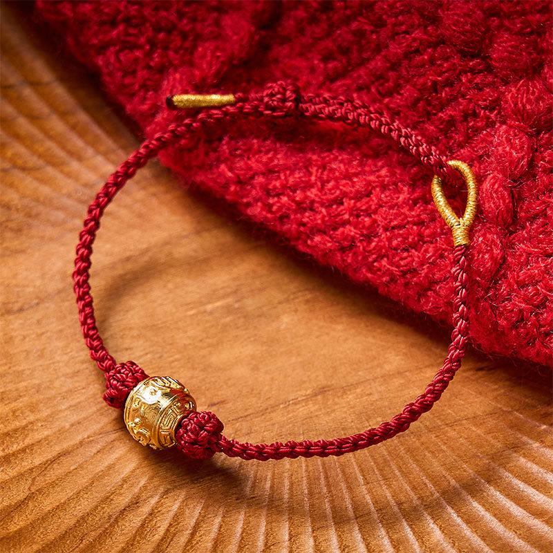 Buddha Stones Handgewebtes Armband aus rotem Garn mit dem Aufdruck „Om Mani Padme Hum“, verstellbar zum Selbermachen - image 2