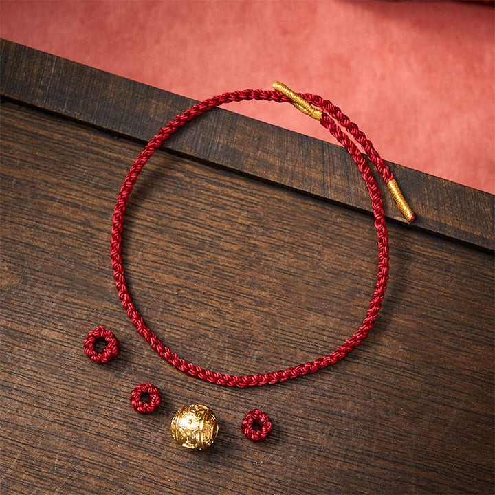 Buddha Stones Handgewebtes Armband aus rotem Garn mit dem Aufdruck „Om Mani Padme Hum“, verstellbar zum Selbermachen - image 3