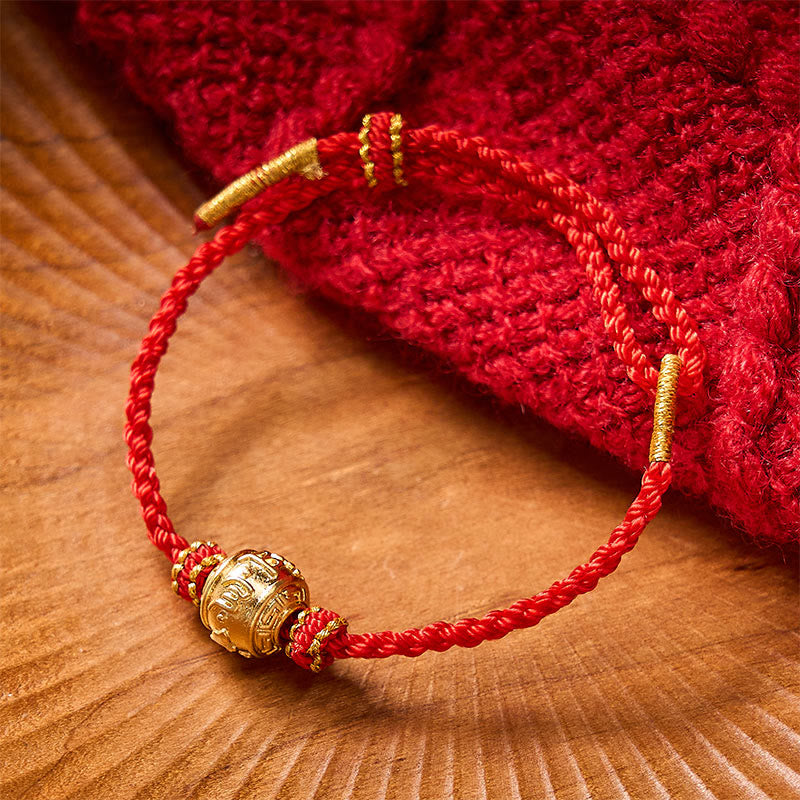 Buddha Stones Handgewebtes Armband aus rotem Garn mit dem Aufdruck „Om Mani Padme Hum“, verstellbar zum Selbermachen - image 12
