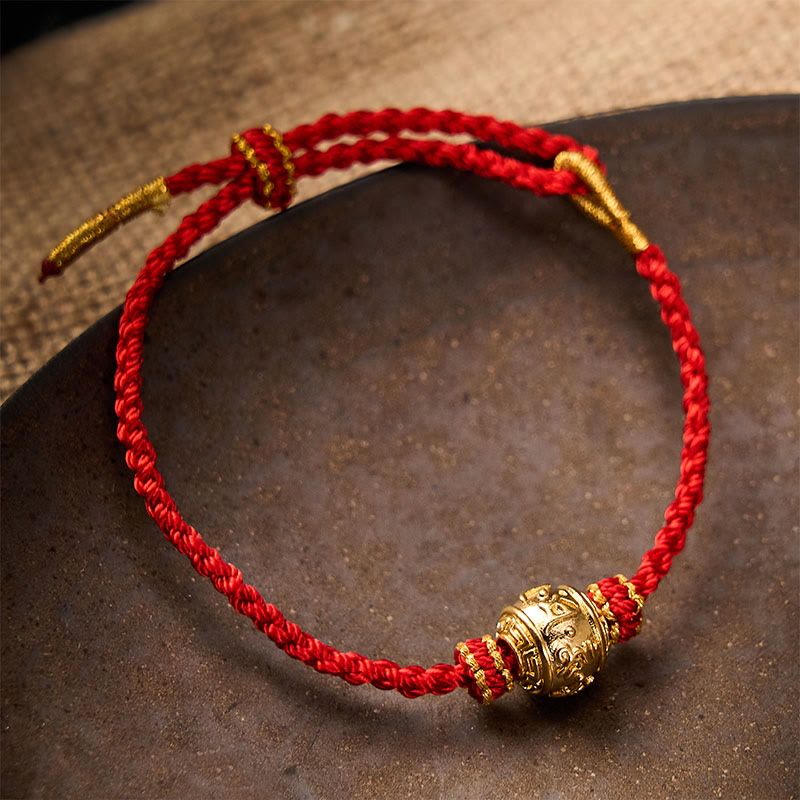 Buddha Stones Handgewebtes Armband aus rotem Garn mit dem Aufdruck „Om Mani Padme Hum“, verstellbar zum Selbermachen - image 11