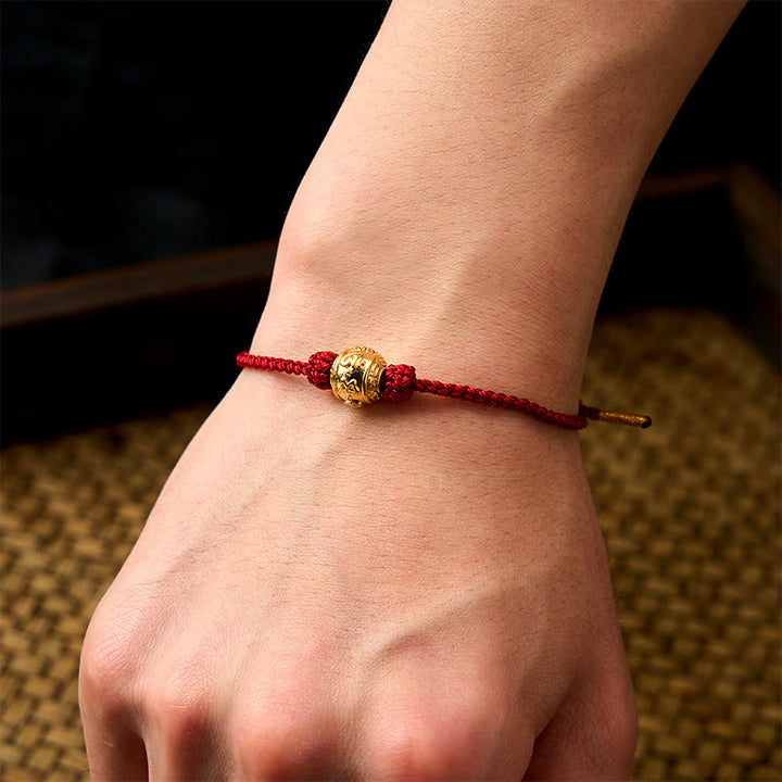 Buddha Stones Handgewebtes Armband aus rotem Garn mit dem Aufdruck „Om Mani Padme Hum“, verstellbar zum Selbermachen - image 4