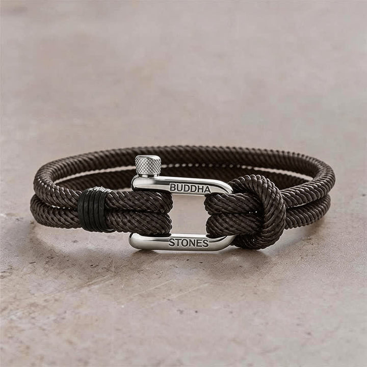 Buddha Stones Armband zur Verstärkung von Seilen mit Schäkeln aus Titanstahl - Braunes Seil, silberne Schnalle - Handgelenkumfang: 7,9–8,2 Zoll (20–21 cm) - image 17