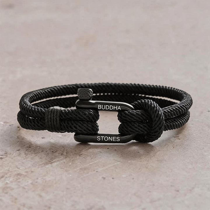 Buddha Stones Armband zur Verstärkung von Seilen mit Schäkeln aus Titanstahl - Schwarzes Seil, schwarze Schnalle - Handgelenkumfang: 7,9–8,2 Zoll (20–21 cm) - image 7