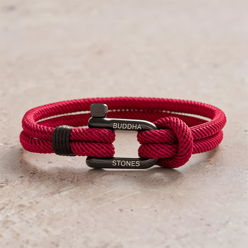 Buddha Stones Armband zur Verstärkung von Seilen mit Schäkeln aus Titanstahl - Rotes Seil, schwarze Schnalle - Handgelenkumfang: 7,9–8,2 Zoll (20–21 cm) - image 8