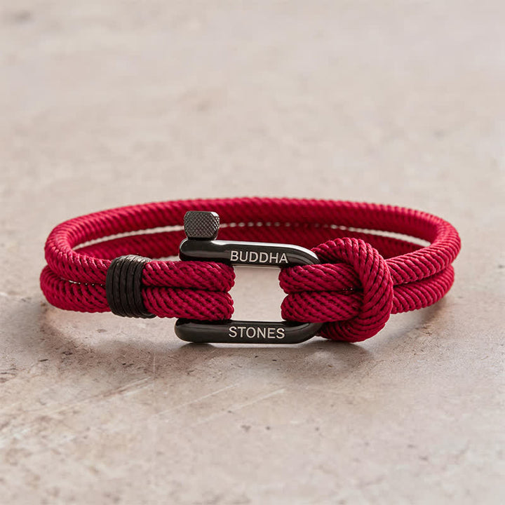 Buddha Stones Armband zur Verstärkung von Seilen mit Schäkeln aus Titanstahl - Rotes Seil, schwarze Schnalle - Handgelenkumfang: 7,9–8,2 Zoll (20–21 cm) - image 8