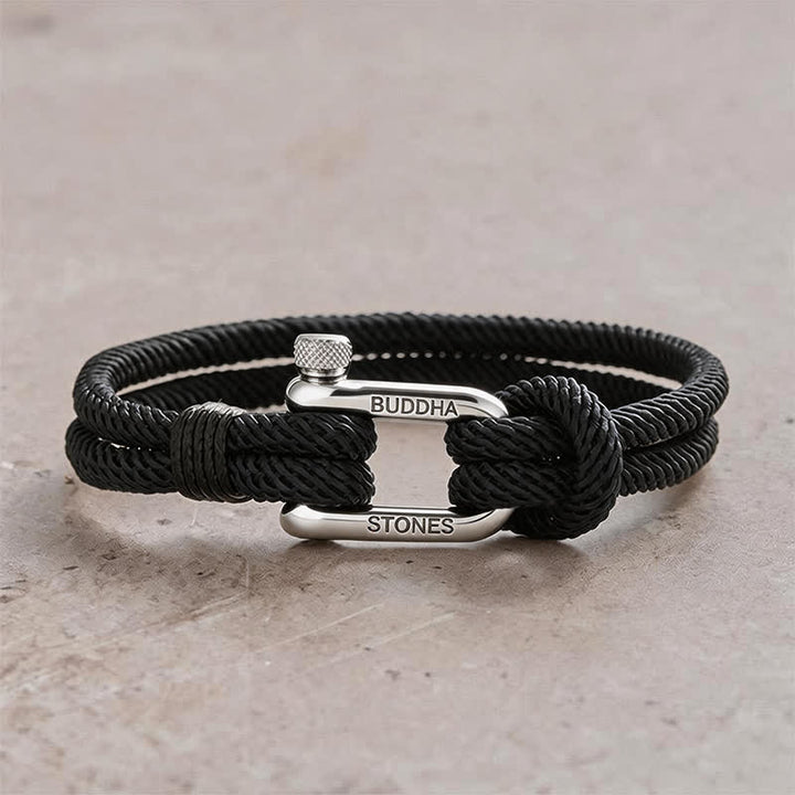 Buddha Stones Armband zur Verstärkung von Seilen mit Schäkeln aus Titanstahl - Schwarzes Seil, silberne Schnalle - Handgelenkumfang: 7,9–8,2 Zoll (20–21 cm) - image 13