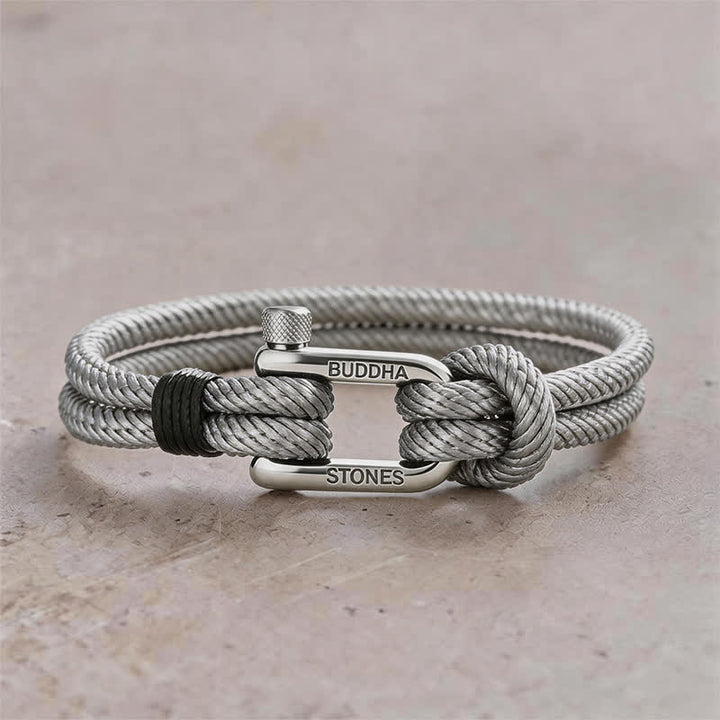 Buddha Stones Armband zur Verstärkung von Seilen mit Schäkeln aus Titanstahl - Graues Seil, silberne Schnalle - Handgelenkumfang: 7,9–8,2 Zoll (20–21 cm) - image 16