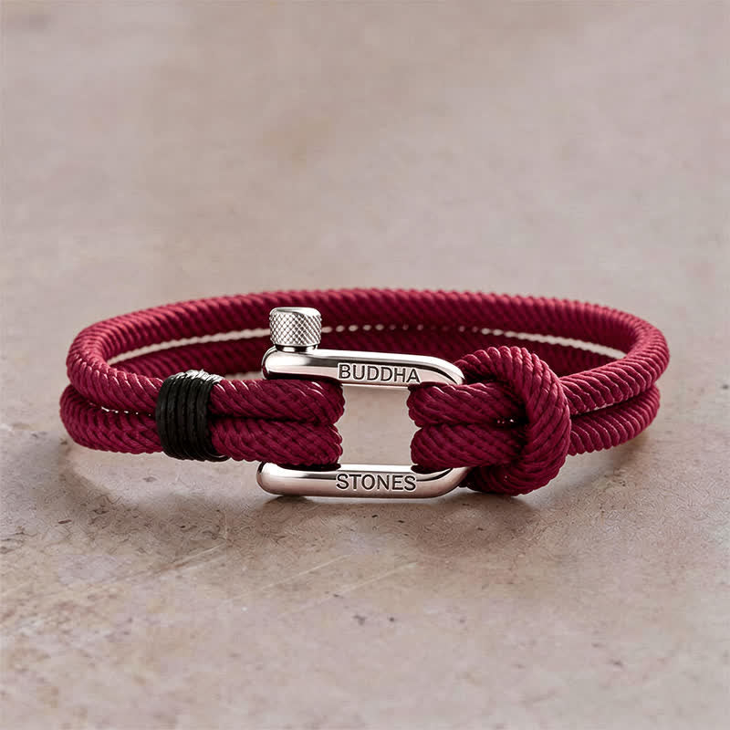 Buddha Stones Armband zur Verstärkung von Seilen mit Schäkeln aus Titanstahl - Rotes Seil, silberne Schnalle - Handgelenkumfang: 7,9–8,2 Zoll (20–21 cm) - image 15