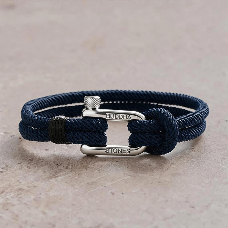 Buddha Stones Armband zur Verstärkung von Seilen mit Schäkeln aus Titanstahl - Blaues Seil, silberne Schnalle - Handgelenkumfang: 7,9–8,2 Zoll (20–21 cm) - image 14